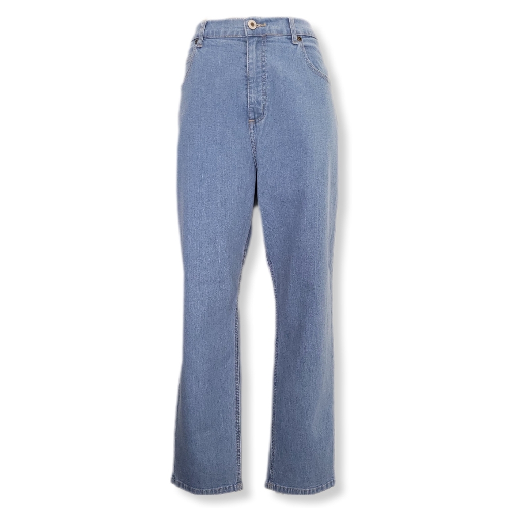 Coldwater Creek Womens 14P Jeans Light Wash Tapered Flat Front High-Rise Denim